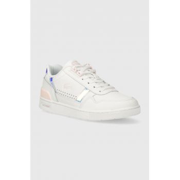 Lacoste sneakers din piele T-Clip Pastel Accent Leather culoarea alb, 47SFA0061