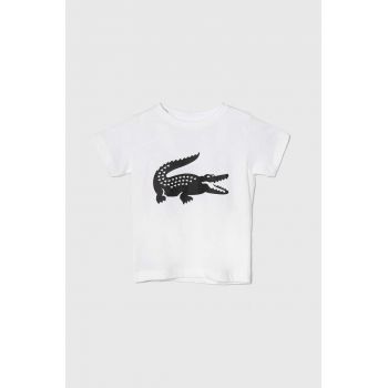 Lacoste tricou copii culoarea alb, cu imprimeu