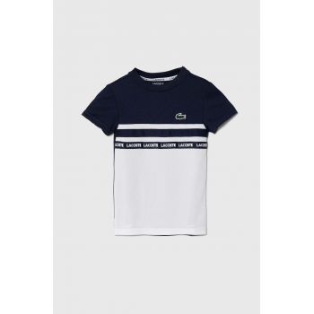 Lacoste tricou copii culoarea albastru marin, cu imprimeu