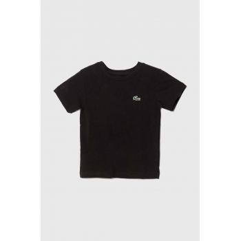 Lacoste tricou copii culoarea negru, neted