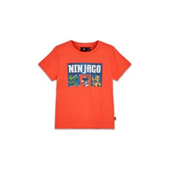 Lego tricou de bumbac pentru copii culoarea portocaliu, cu imprimeu