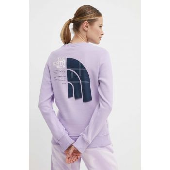 The North Face hanorac de bumbac femei, culoarea violet, neted, NF0A87EYQZI1