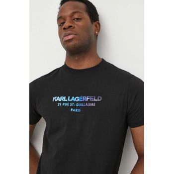 Karl Lagerfeld tricou din bumbac bărbați, culoarea negru, cu imprimeu 542241.755062