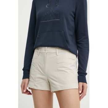 Salewa pantaloni scurți outdoor Puez culoarea bej, neted, medium waist, 00-0000028315
