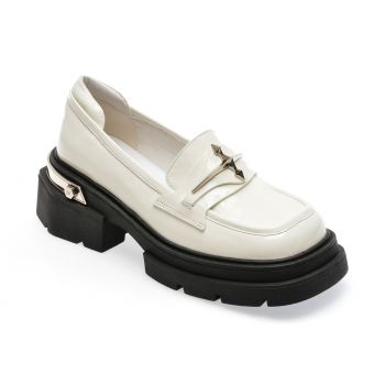 Mocasini casual GRYXX albi, Z057, din piele naturala lacuita