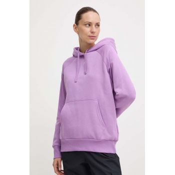 Under Armour bluza femei, culoarea violet, cu glugă, neted