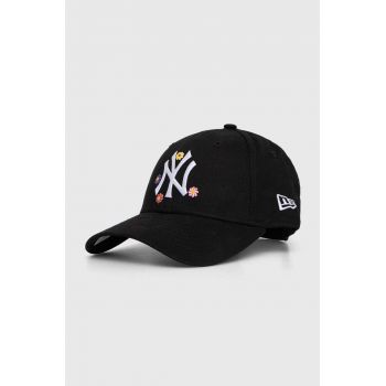 New Era șapcă de baseball din bumbac culoarea negru, cu imprimeu, NEW YORK YANKEES