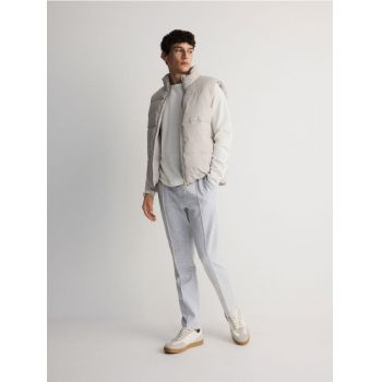 Reserved - Pantaloni cu dungă cusută - gri deschis