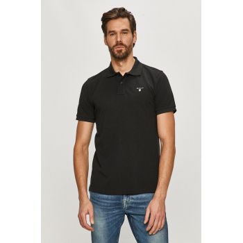 Gant Tricou Polo culoarea negru, material neted ieftin