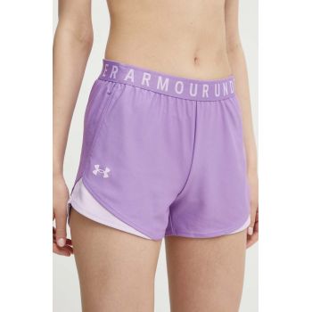 Under Armour pantaloni scurți de antrenament Play Up 3.0 culoarea violet, cu imprimeu, medium waist