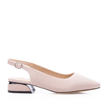 Pantofi eleganți decupați damă din piele naturală - 4404 Nude Box Perforat