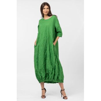 Rochie lunga gogosar din vascoza sifonata, verde