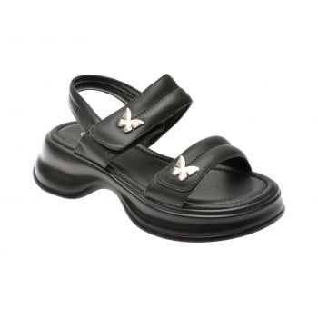 Sandale casual GRYXX negre, LX637, din piele naturala