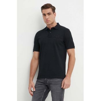 Gant polo de bumbac culoarea negru, cu imprimeu