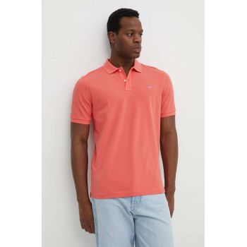 Gant polo de bumbac culoarea roz, neted ieftin