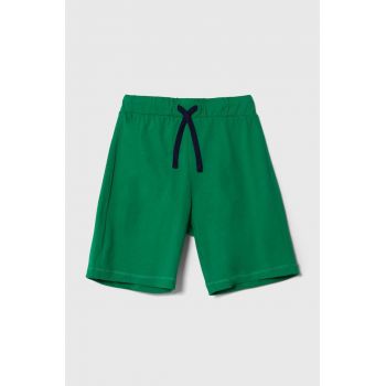 United Colors of Benetton pantaloni scurți din bumbac pentru copii culoarea verde, talie reglabila