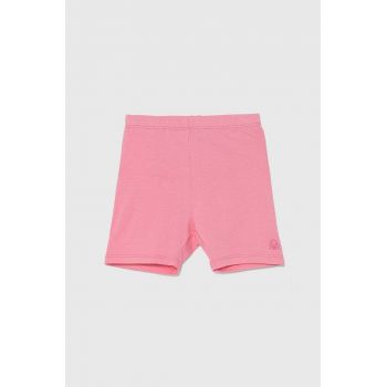 United Colors of Benetton pantaloni scurti copii culoarea roz, neted