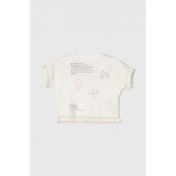 zippy tricou de bumbac pentru copii culoarea alb, modelator