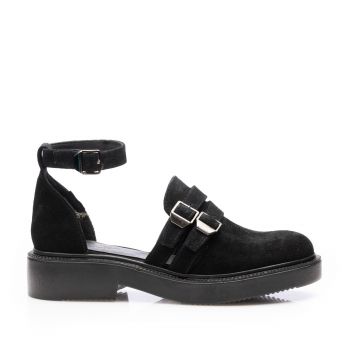 Pantofi casual damă din piele naturală,Leofex - 040 Negru Velur