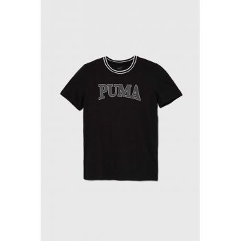 Puma tricou de bumbac pentru copii PUMA SQUAD B culoarea negru, cu imprimeu