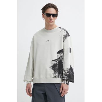 A-COLD-WALL* hanorac de bumbac Brushstroke Crewneck barbati, culoarea bej, cu imprimeu, ACWMW184