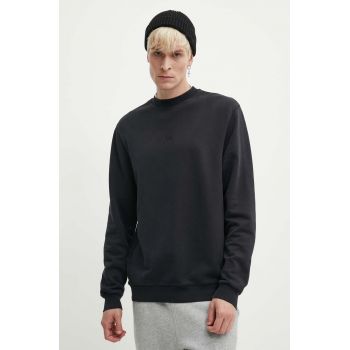 A-COLD-WALL* hanorac de bumbac Essential Crewneck bărbați, culoarea negru, cu imprimeu, ACWMW176