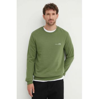 A.P.C. hanorac de bumbac sweat item barbati, culoarea verde, neted, COFBQ-H27608