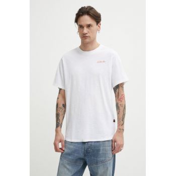 G-Star Raw tricou din bumbac barbati, culoarea alb, cu imprimeu