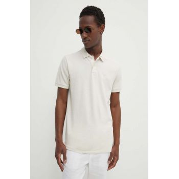 Hollister Co. tricou polo barbati, culoarea bej, neted ieftin