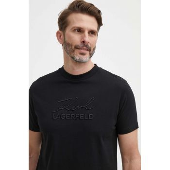 Karl Lagerfeld tricou din bumbac bărbați, culoarea negru, cu imprimeu, 542225.755030