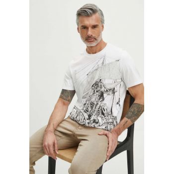 Medicine tricou din bumbac barbati, culoarea alb, cu imprimeu