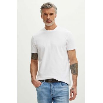 Medicine tricou din bumbac barbati, culoarea alb, melanj