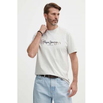 Pepe Jeans tricou CAMILLE barbati, culoarea gri, cu imprimeu, PM509373 ieftin