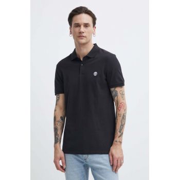 Timberland tricou polo barbati, culoarea negru, neted, TB0A2DJE0011 ieftin