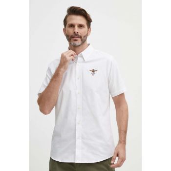 Aeronautica Militare camasa din bumbac barbati, culoarea alb, cu guler button-down, regular, CA1243CT3289