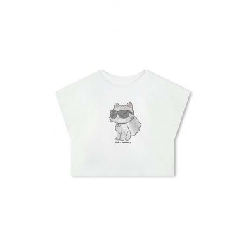 Karl Lagerfeld tricou de bumbac pentru copii culoarea alb