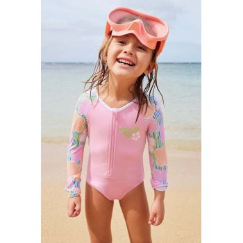 Roxy costum de baie dintr-o bucată pentru copii TINY FLOWERNE culoarea roz