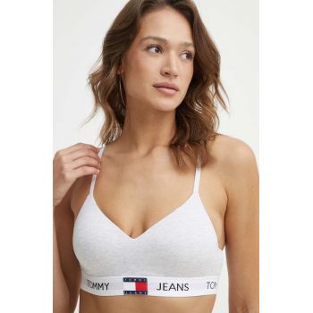 Tommy Jeans sutien culoarea gri, uni UW0UW04673