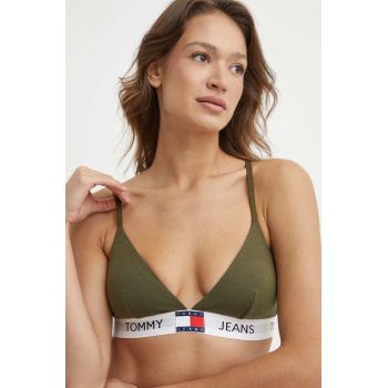 Tommy Jeans sutien culoarea verde, uni UW0UW04672