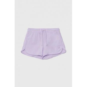 United Colors of Benetton pantaloni scurți din bumbac pentru copii culoarea violet, neted, talie reglabila