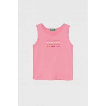 United Colors of Benetton top din bumbac pentru copii culoarea roz