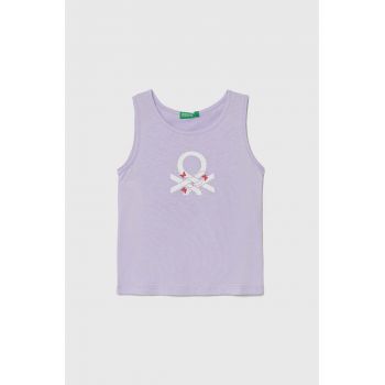 United Colors of Benetton top din bumbac pentru copii culoarea violet