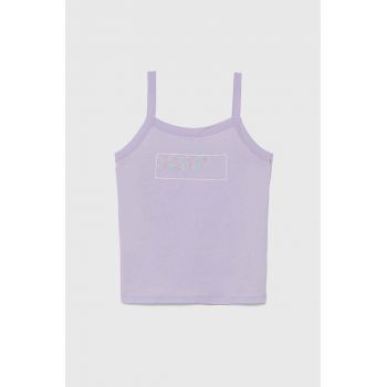 United Colors of Benetton top din bumbac pentru copii culoarea violet