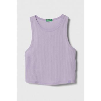 United Colors of Benetton top din bumbac pentru copii culoarea violet