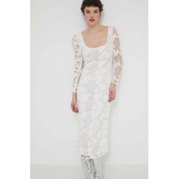 Desigual rochie SANDALO culoarea alb, midi, mulata, 24SWVW50