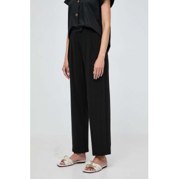 Max Mara Leisure pantaloni femei, culoarea negru, fason chinos, high waist 2416780000000