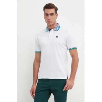 North Sails polo de bumbac culoarea alb, cu imprimeu, 692460 ieftin