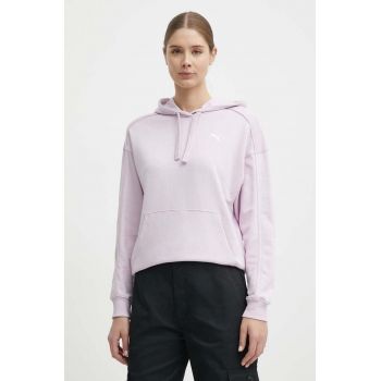 Puma hanorac de bumbac samo HER femei, culoarea violet, cu glugă, uni 677885