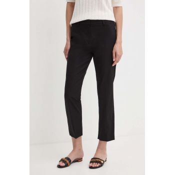 Weekend Max Mara pantaloni femei, culoarea negru, fason tigareta, high waist 2415130000000