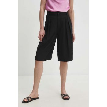 Answear Lab pantaloni scurti femei, culoarea negru, neted, high waist